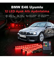 Bmw E46 Uyumlu RGB Ayak Altı LED 12 Led Kumandalı Müzik Duyarlı Araç İçi Aydınlatma 7 Renk 12V