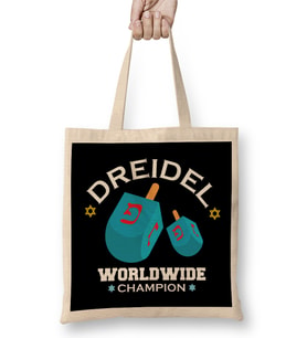 Adorable Dreidel Worldwide Champion Funny Hanukkah Bez Çanta Uzun Saplı