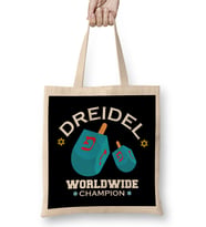 Adorable Dreidel Worldwide Champion Funny Hanukkah Bez Çanta Uzun Saplı