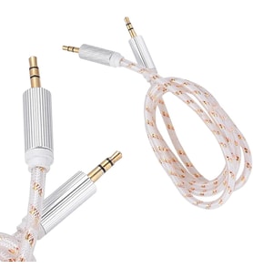 Lexroo 3.5mm Erkek-Erkek Stereo 1 Metre Kutulu Altın Örgülü AUX Kablo, Jack Ses Kablosu