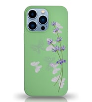 Apple iPhone 13 Pro Max  Lansman Kılıf Lavanta-Kelebek Tasarımlı Altı Kapalı İçi Kadife Kaplı  Kapak (Şeffaf)