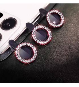 Binano Iphone 13/13 Mini Taşlı Kırmızı Kamera Koruyucu