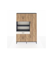 Arges Dolap 10 Raflı Tek Çekmeceli 6 Kapaklı 132x30x195 Antrasit-Çam/Aytaşı