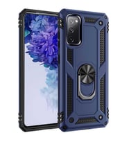 Samsung Galaxy S20 FE Kılıf Metal For Car Yüzüklü Standlı Military Ring Serisi (Lacivert)