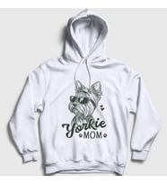 Presmono Unisex Gri Yorkie Mom Mama Yorkshire Terrier Annesi Kapüşonlu Sweatshirt 556701tt (Beyaz)