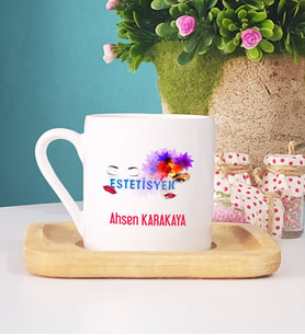 Estetisyen Türk Kahvesi Fincanı Ahşap Altlıklı