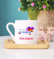 Estetisyen Türk Kahvesi Fincanı Ahşap Altlıklı