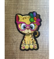 19X9 CM ÜTÜ İLE YAPIŞAN TOKALI KEDİ ARMA YAMA DİKİŞ HOBİ