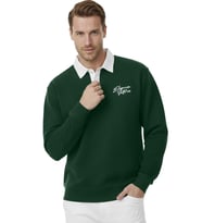 DeepSEA Erkek Yeşil Relax Fit İçi Polarlı Polo Yaka Sweatshirt – Pamuklu Kalın Sweatshirt 2600762