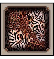 Leopar Desen Black Seri Twill Eşarp Eşarp Askısı ile Birlikte 90x90 cm krem,siya