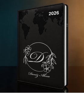 BK Gift Kişiye Özel İsimli Termo Sert Kapak 2026 Siyah Ajanda -7, Öğretmenler Günü Hediyesi, Yeni İş Hediyesi