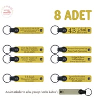 Sarı & Sütlü Kahve, Nişan Töreni Katılımcılarına Hatıra, 8’li Set, İsim Yazılabilir Deri Hediyelik