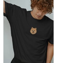 Pomeranian (Pofuduk Spitz) Köpek Baskılı Unisex Oversize Tişört – Minimal Sevimli Tasarım (Siyah)