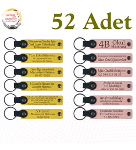 Sarı & Y Ağzı, 52’li Set, Öğrencilerinize Kalpten Gelen Bir Teşekkür, İsim Yazılabilir Deri Hatıra