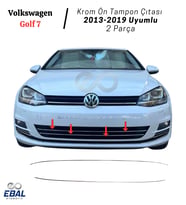 Vw Golf 7 Uyumlu Krom Ön Tampon Çıtası 2 Parça 2013-2019 P.çelik (Gümüş)