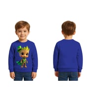 Unisex Groot Baskılı Çocuk Swaetshirt 3 İplik Şardonlu (SAKS MAVI)