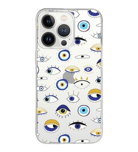 PrintiFy Apple  iPhone 13 Pro Max ile Uyumlu 1mm Slim Fit Nazar Boncuğu 2 Baskılı Şeffaf  Kılıf