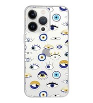 PrintiFy Apple  iPhone 13 Pro Max ile Uyumlu 1mm Slim Fit Nazar Boncuğu 2 Baskılı Şeffaf  Kılıf