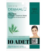 DERMAL 10  ADET Çay Ağacı Kolajen Yüz Maskesi I Sebum Kontrolü, Yatıştırıcı, Canlandırıcı