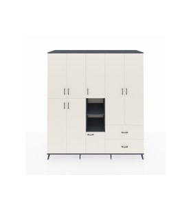 Kronos Dolap 12 Raflı 2 Çekmeceli Tek Askılı 220x59x243 Antrasit-Aytaşı/Aytaşı