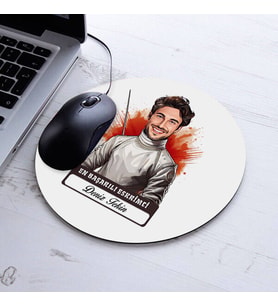 Kişiye Özel Hediye Karikatürlü En Başarılı Erkek Eskrimci Mousepad