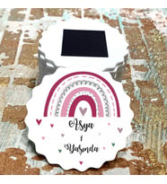 Magnet Hediyelik - Kız Çocuk / Bebek Pembe Gökkuşağı Doğum Günü Hatırası Magnet