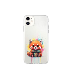 iPhone 11 ile Uyumlu Splash Tilki Tasarımlı Şeffaf Silikon Kılıf