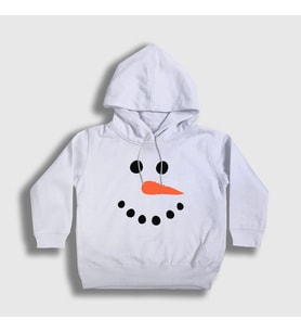 Presmono Unisex Çocuk Beyaz Snowman Kardan Adam Yılbaşı Kapüşonlu Sweatshirt 270932tt