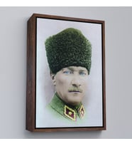 Çerçeveli Atatürk Portre Tablosu Mustafa Kemal Atatürk Dikdörtgen Dekoratif Kanvas Tablo (Kahverengi)