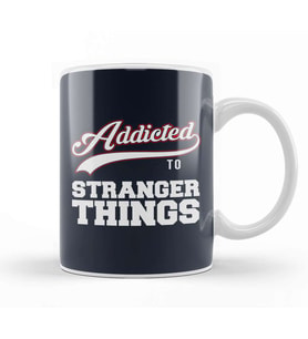 Addicted To Stranger Things Baseball Font Kupa Bardak Porselen