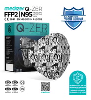 Qzer İnsanlar Desenli FFP2 N95 Maske - 10 Adet