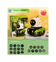 Çocuklar İçin Eğitici ve Eğlenceli Robot Temalı Projektör Gece Lambası (Krem)
