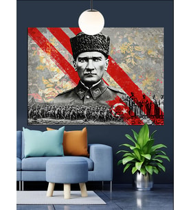 Türk Askeri Kahraman Atatürk Dekoratif Kanvas - Mdf Ahşap Tablo