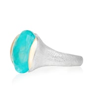 Gümüşcüm Paraiba Tourmaline Oval Taşlı Otantik Kadın Gümüş Yüzük