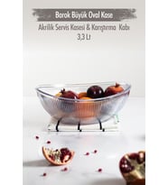 Akrilik Barok Şeffaf Büyük Oval Meyve & Salata Kasesi & Karıştırma Kabı / 3,3 Lt (CAM DEĞİLDİR)