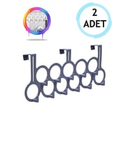 2 Adet Gri Gondol Kapı Arkası Askılık - Çok Amaçlı Kapı Arkası Askılığı