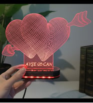 3 D Led Kişiye Özel Dekoratif Lamba (Kırmızı)