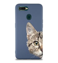 Oppo A5s Uyumlu Lansman Kılıf Catface Tasarımlı İçi Kadife Kapak-Petrol Mavisi (Şeffaf)