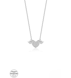 SWAROVSKİ TAŞLI  ZİRCONİA KALP 925 AYAR GÜMÜŞ KOLYE