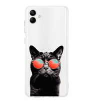 PrintiFy Samsung Galaxy M14 ile Uyumlu 1mm Slim Fit Kedi 3 050d Baskılı Şeffaf  Kılıf