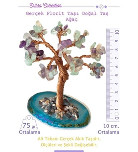 Sertifikalı Gerçek Florit Doğal Taşı Ağaç - Akik Plakalı