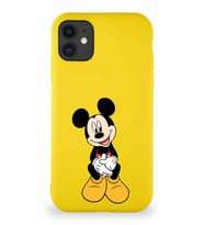 Apple iPhone 11 Soft Premier Kapak Mickey Mouse-A Tasarımlı Silikon Kılıf - Sarı (Şeffaf)