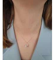 beyaz manolya çiçekli kalp model bayan gümüş kolye (Rose)