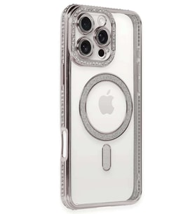 iPhone 16 Pro Kılıf Joke Simli Magneticsafe Kılıf - Pembe