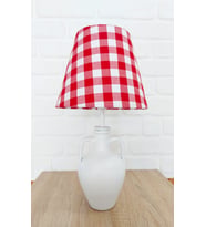 RETRO NOW PLAID KIRMIZI RENK AMFORA AYKLI ABAJUR (Beyaz)