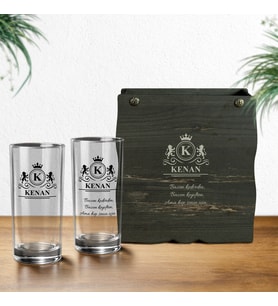 İsme Özel Rakı Bardağı Seti 2’li – Ahşap Kutulu Kişisel Hediye