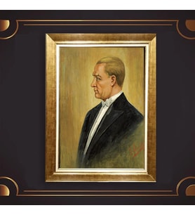 Altın Varaklı Çerçeveli Paspartulu Atatürk Tablo z5106 (Gold)