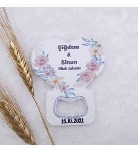 Hayaller Dükkanı 30 Adet Yanları Çiçek Baskılı Kalp Balon Açacak Magnet 7,5x8,5 Cm Uv Nikah Şekeri Nişan Hediyeği