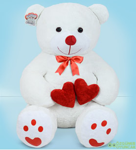 Bubblebear 80 cm Çift Kalpli Pelüş Ayıcık Bobo (Beyaz)