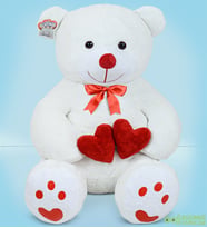 Bubblebear 80 cm Çift Kalpli Pelüş Ayıcık Bobo (Beyaz)
